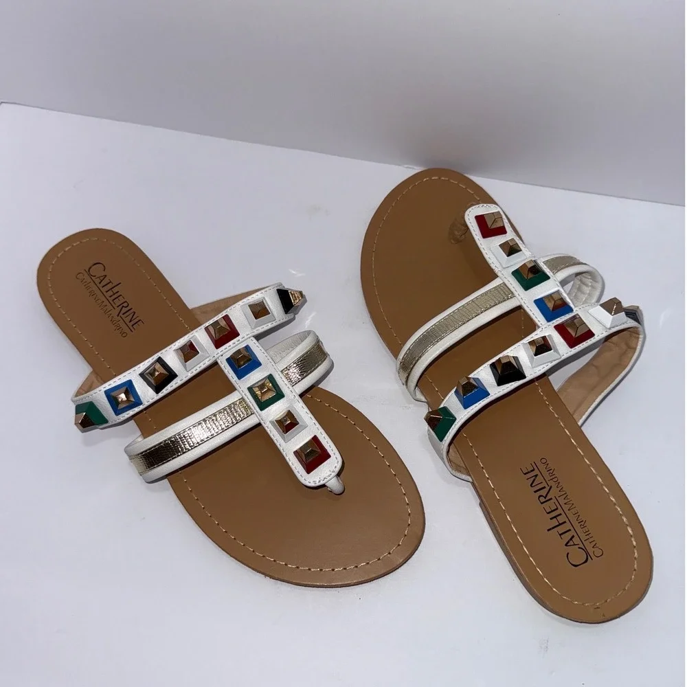 Catherine Malandrino‎ Studded Thong Sandal 10 Women Boho Beach Festival Resort